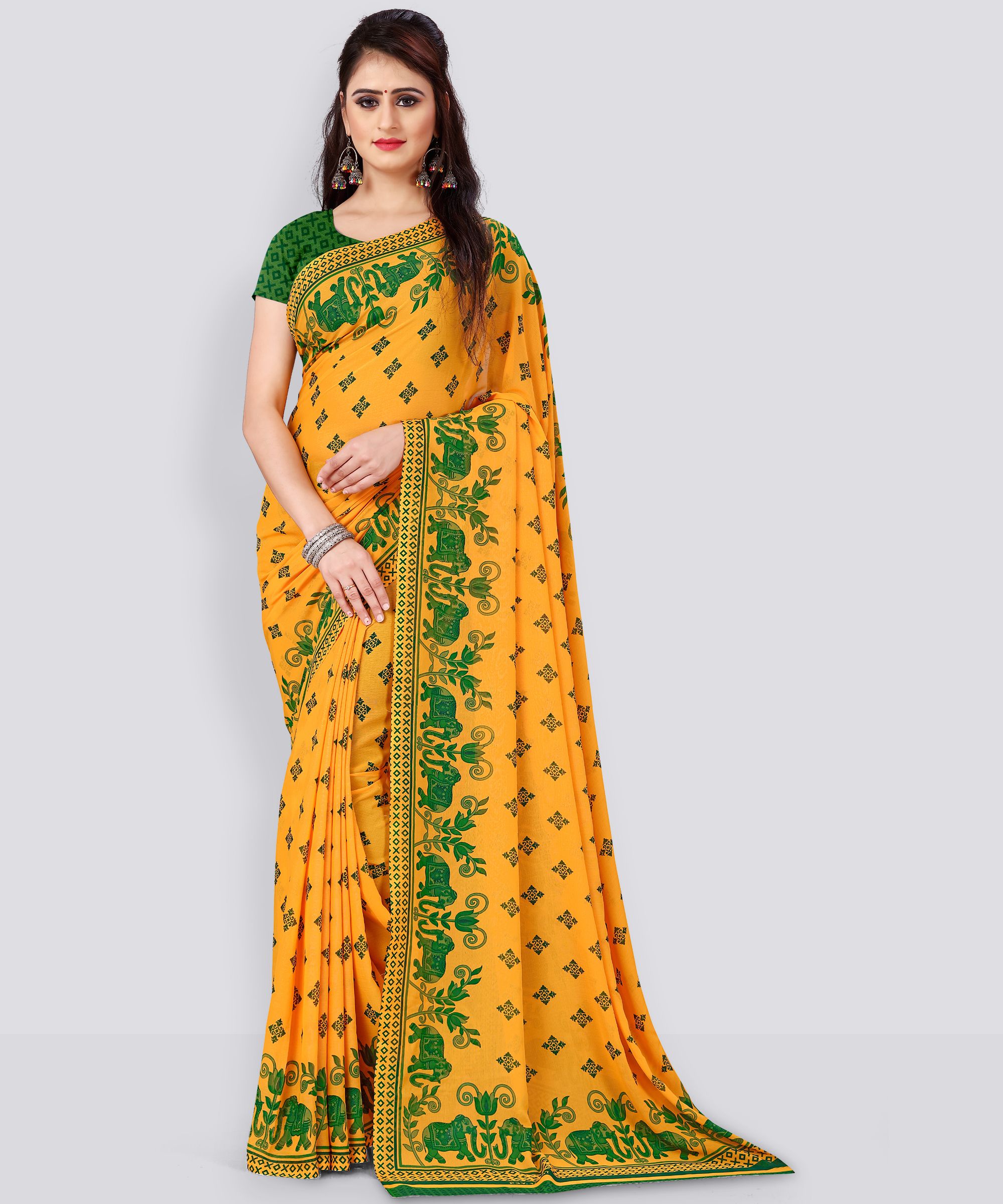 Paisley, Animal Print, Floral Print Daily Wear Georgette Saree