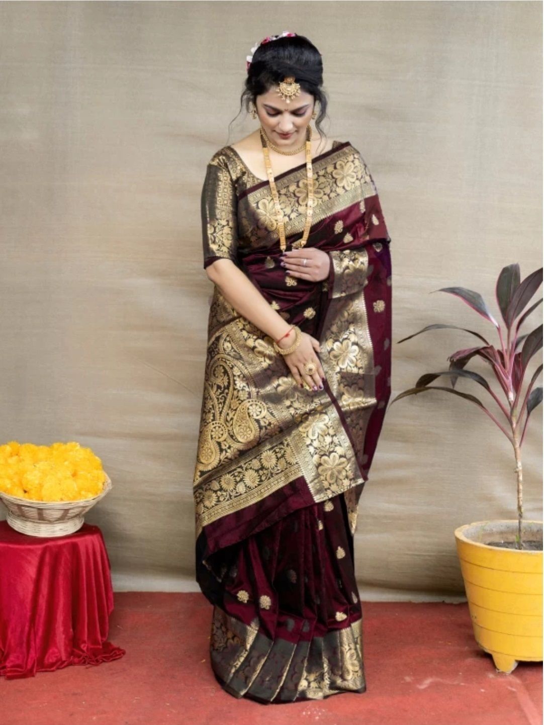 omsaiarts Woven Banarasi Jacquard, Pure Silk Saree-picture-10
