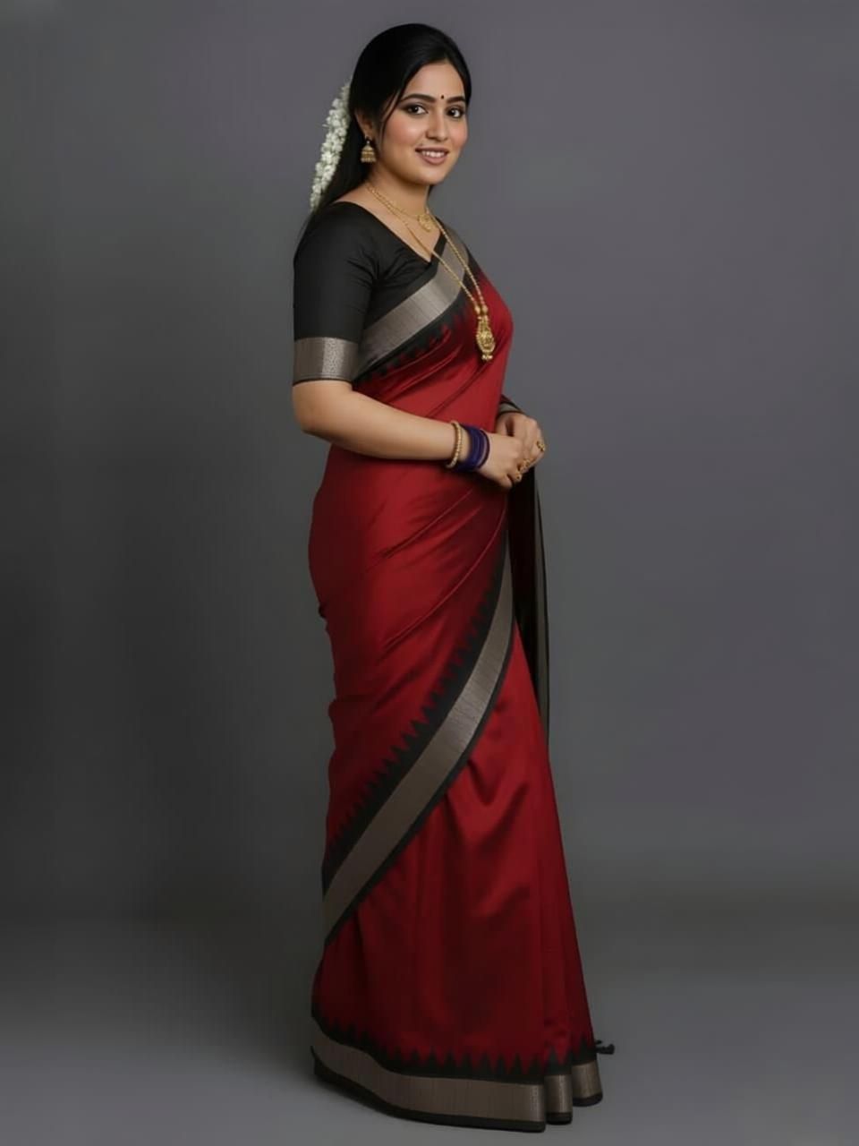 karishma silk Temple Border, Woven Sambalpuri Cotton Silk Saree-picture-16