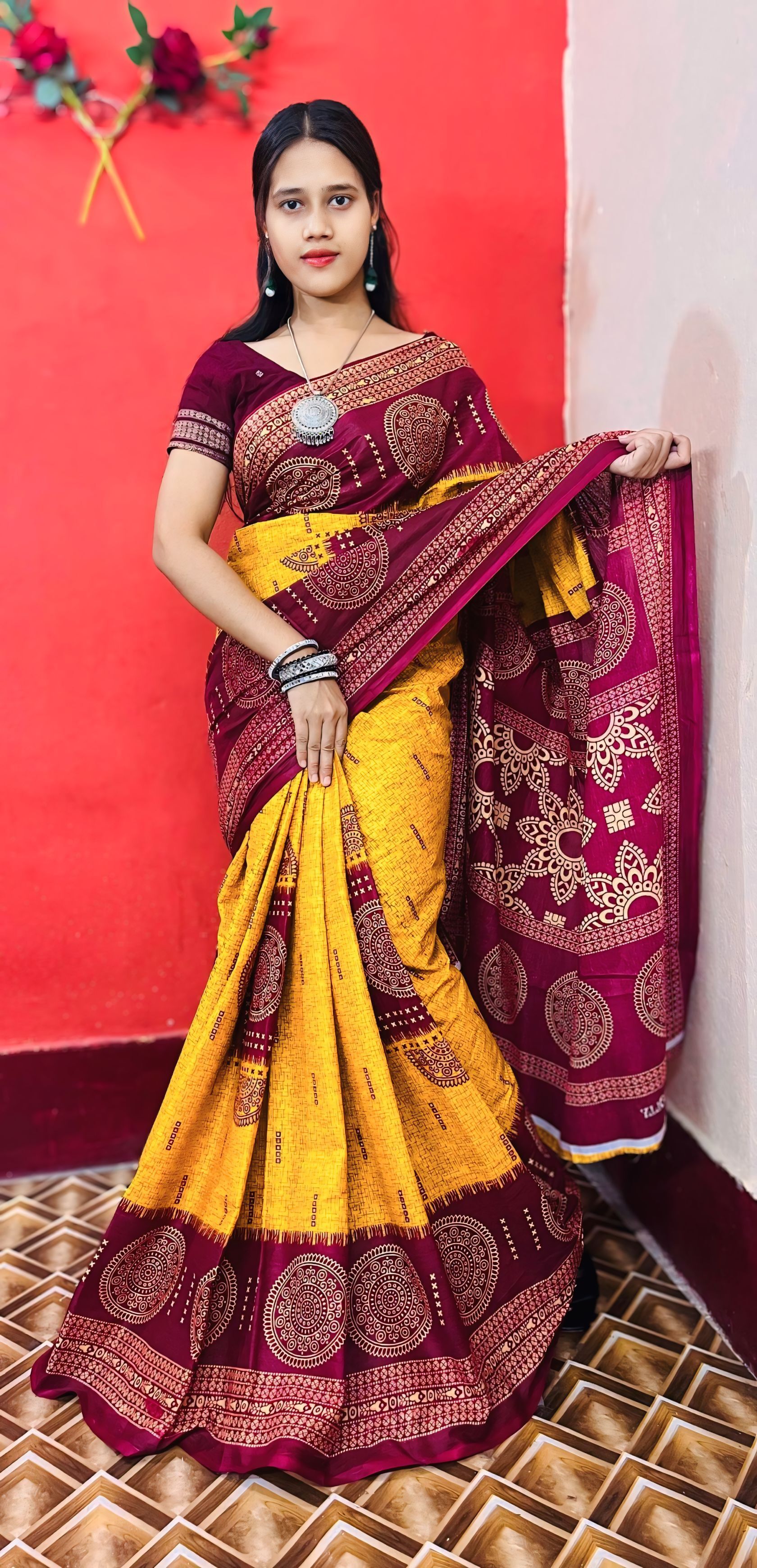 Printed, Graphic Print Sambalpuri Pure Cotton Saree