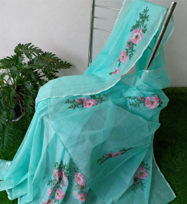 the doriya vibe Embroidered Kota Doria Pure Cotton Saree-picture-43