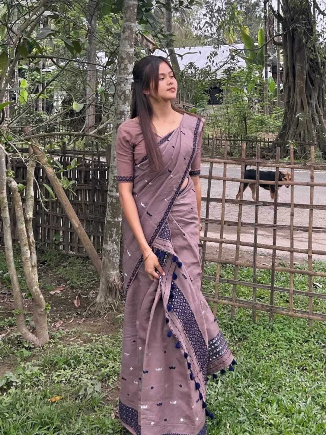 amilagros pizzarras fashion Woven Mekhela Chador Pure Cotton Saree-picture-15