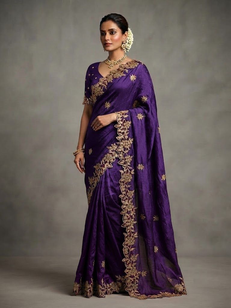 kv fashion Embroidered Bollywood Jimmy Jimmy, Satin Saree-picture-15