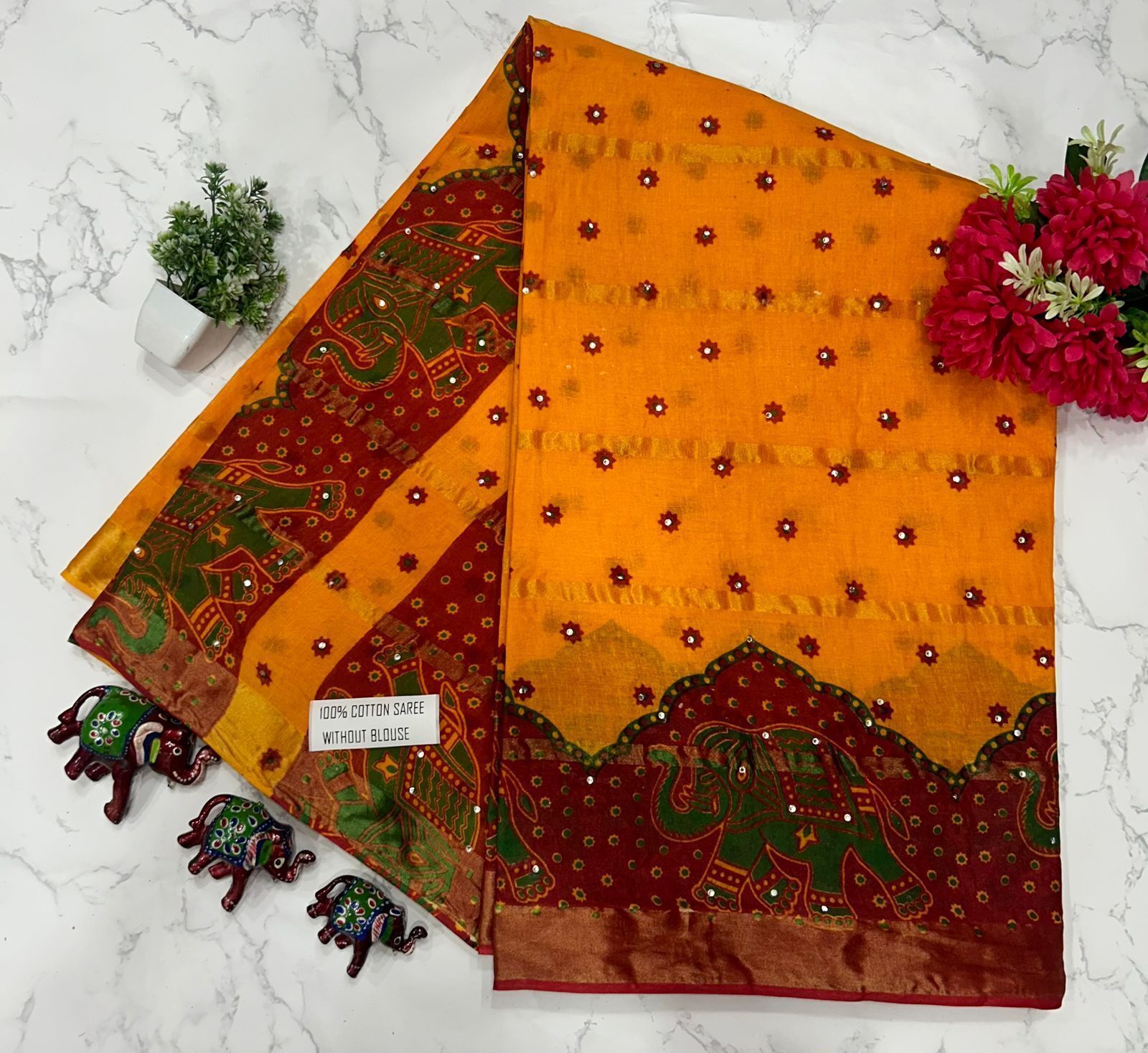 krishna nx Printed Bandhani Pure Cotton Saree-picture-25
