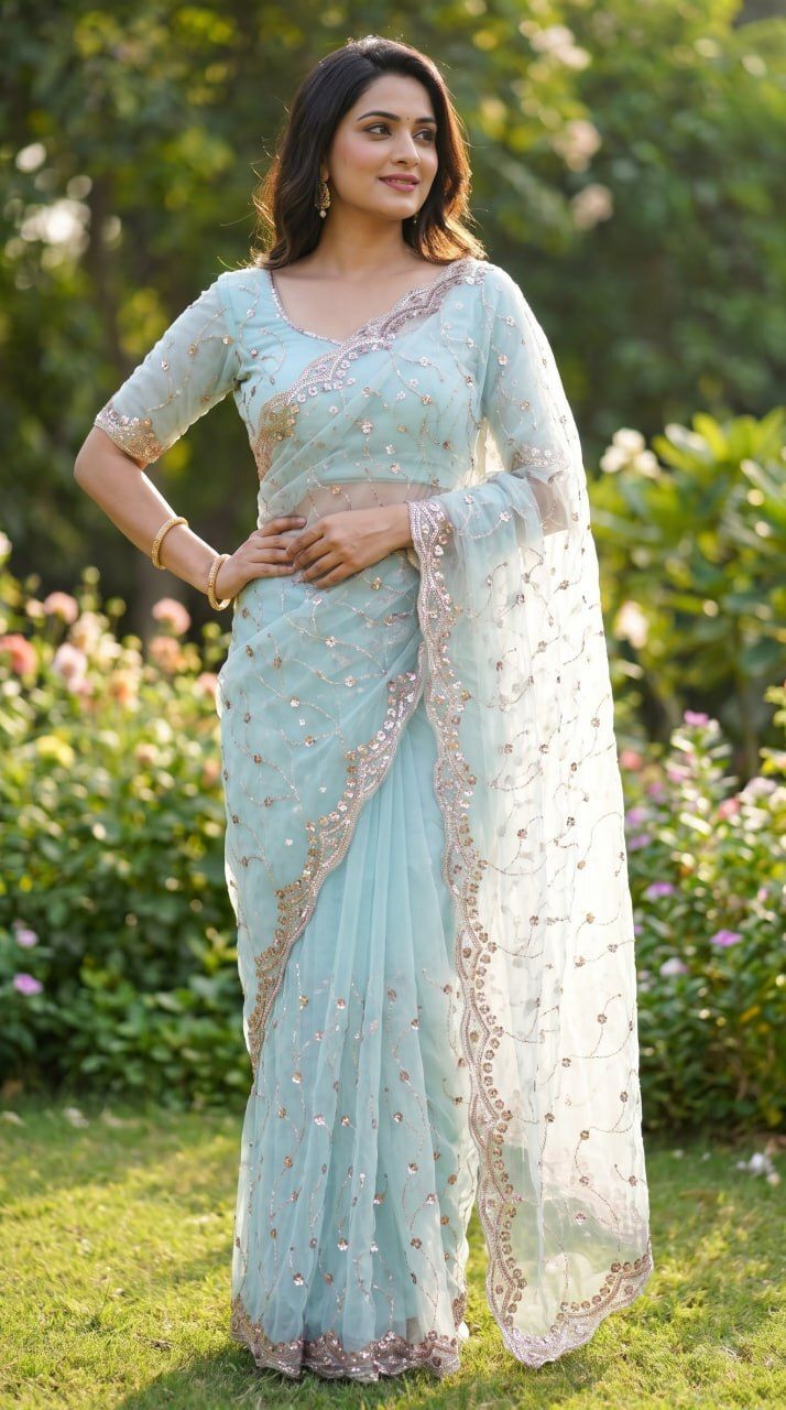 Embellished Bollywood Net Saree-image-35