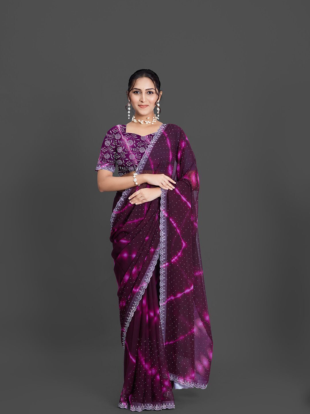 houseofcommon Embroidered Bollywood Polyester Saree-picture-16