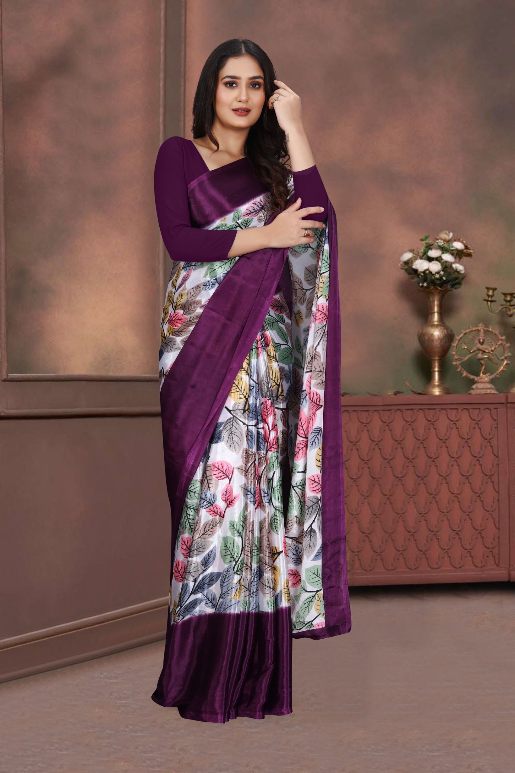 Printed Kanjivaram Georgette, Silk Blend Saree