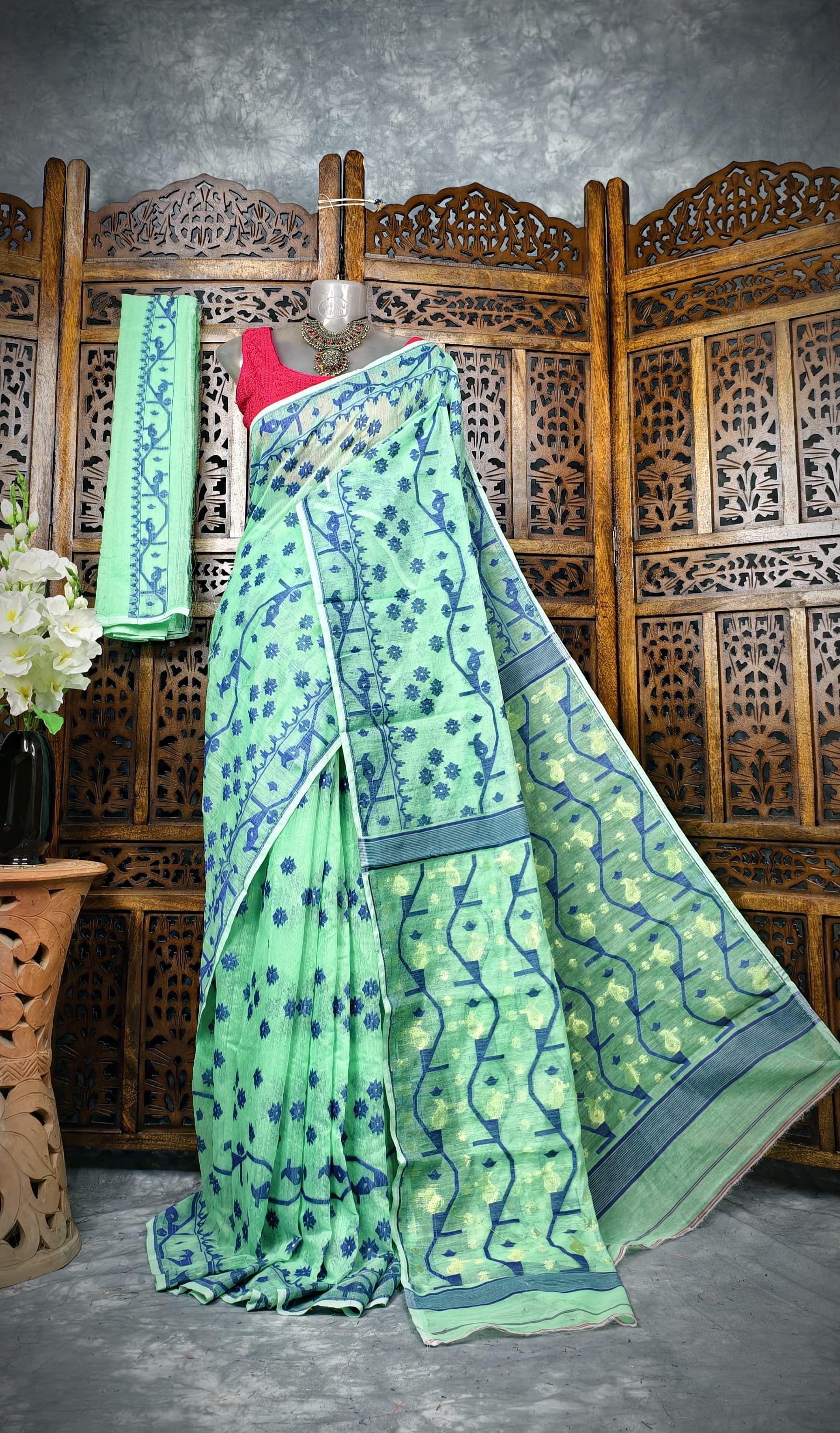 saraswatite Woven Jamdani Cotton Silk Saree-picture-15