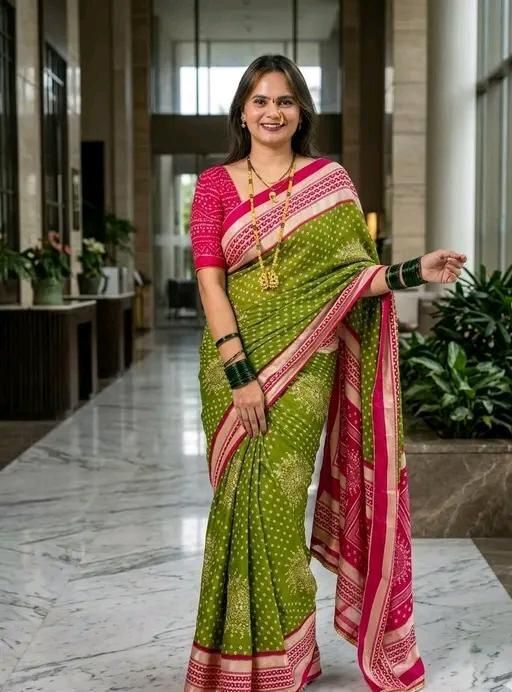 purabji creation Printed Bandhani Georgette Saree-picture-17