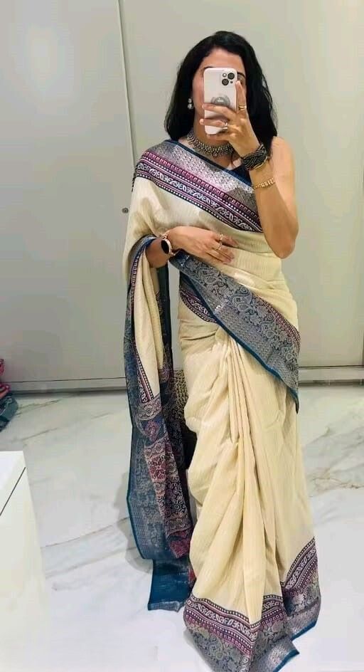 jishaa Woven, Printed Bollywood Tussar Silk Saree-picture-36