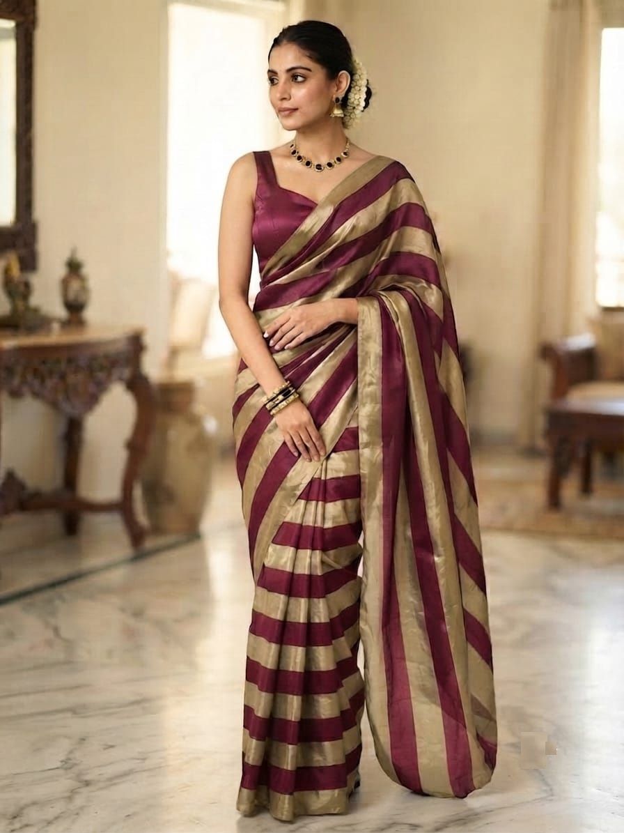 julee Striped Bollywood Jimmy Jimmy, Satin Saree-picture-8