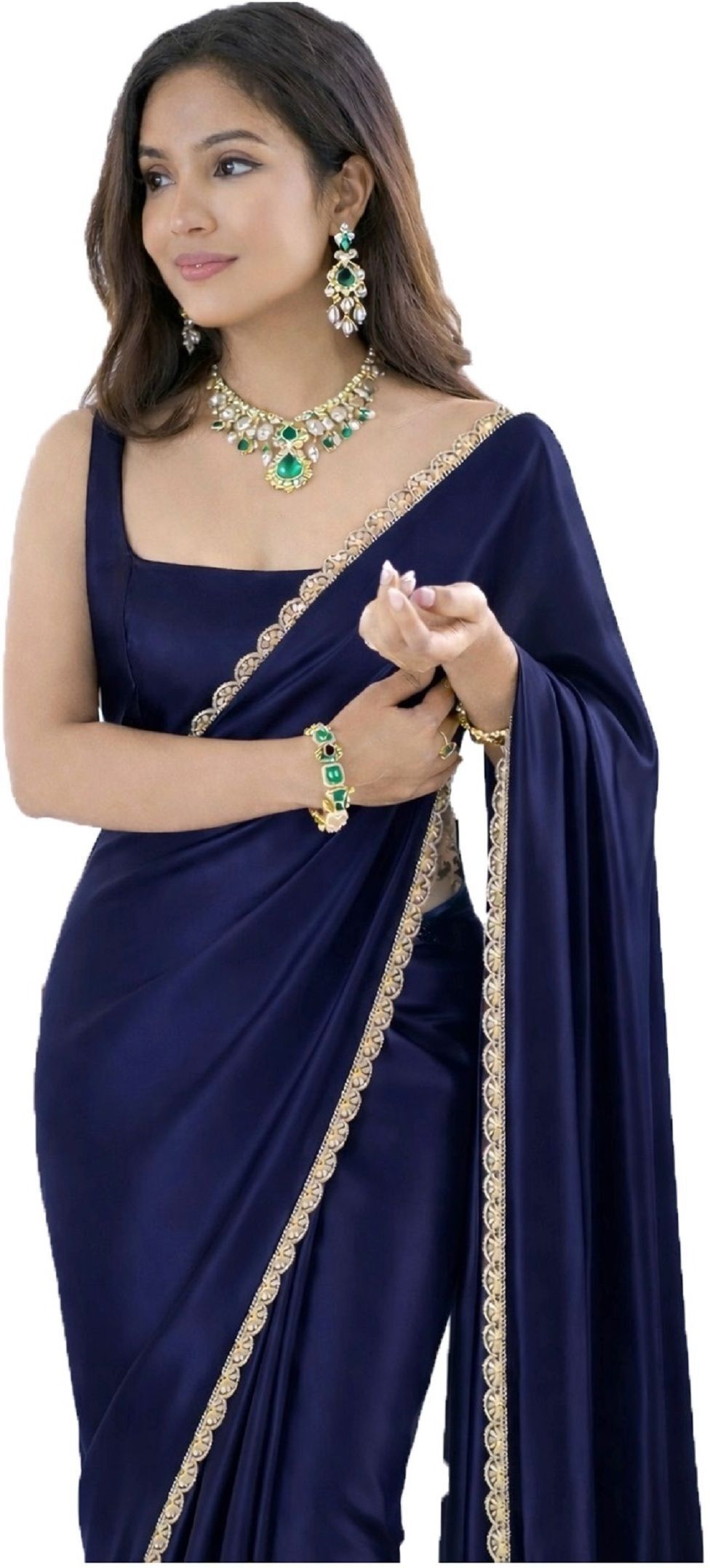 Solid/Plain Daily Wear Satin Saree-image-32