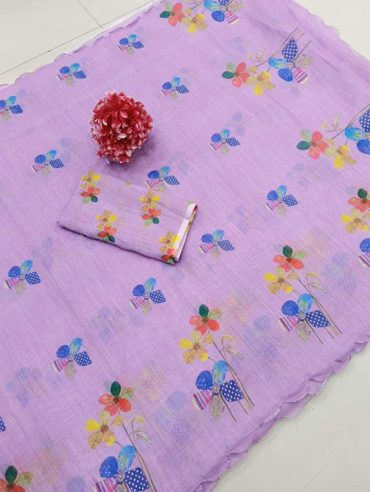Digital Print Bollywood Cotton Linen Saree-image-33