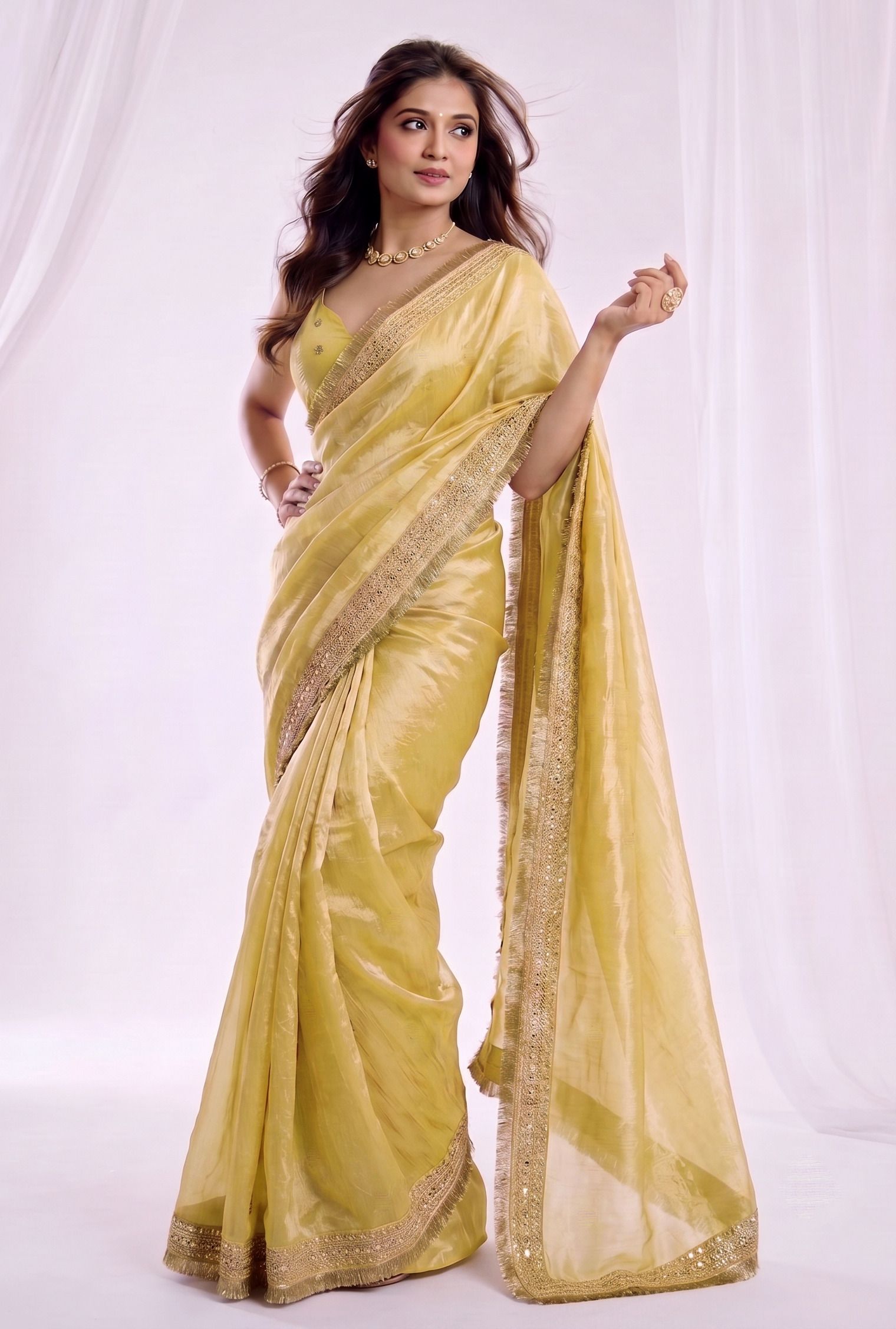 Embellished, Solid/Plain Bollywood Jimmy Jimmy Saree-image-26