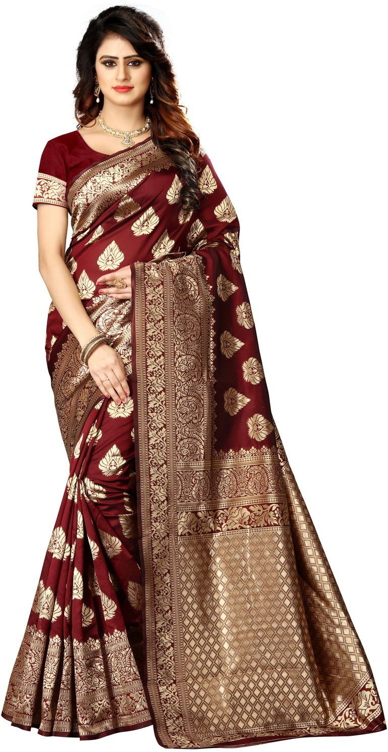 shoppershopee Woven Kanjivaram Silk Blend Saree-picture-13