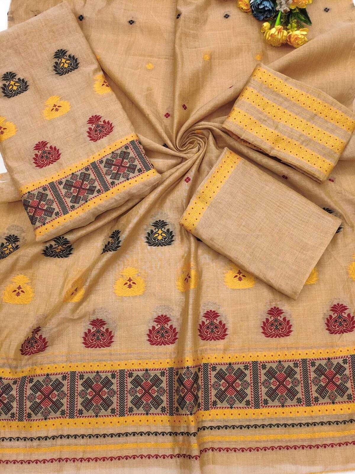 sheden lopez creation Woven Mekhela Chador Cotton Blend Saree-picture-17