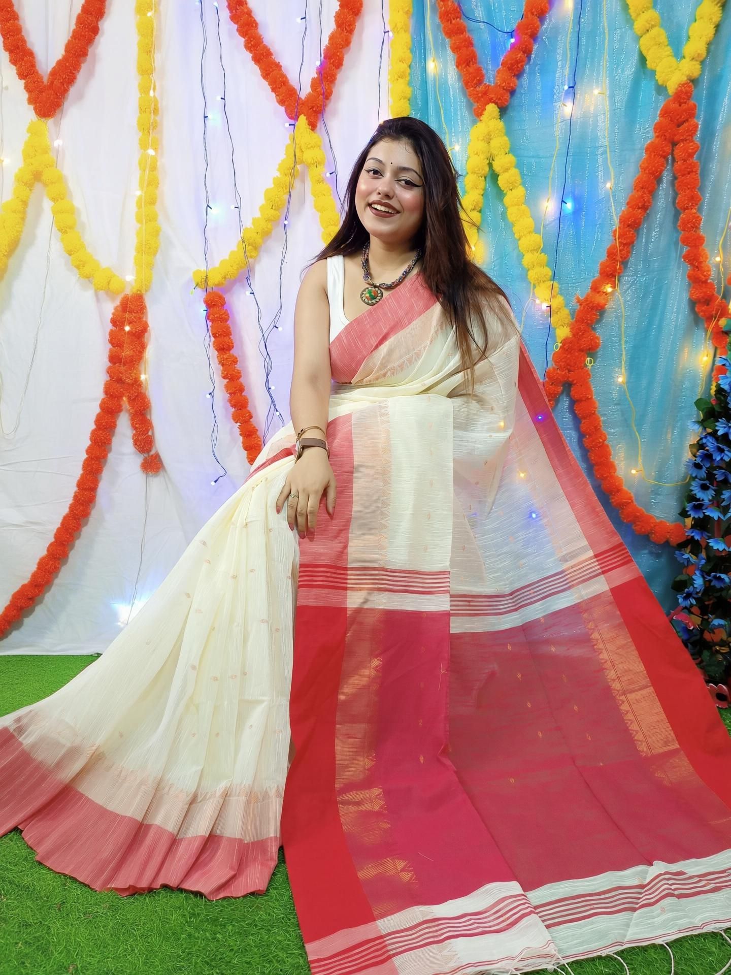 saree star Self Design Tant Cotton Silk Saree-picture-11