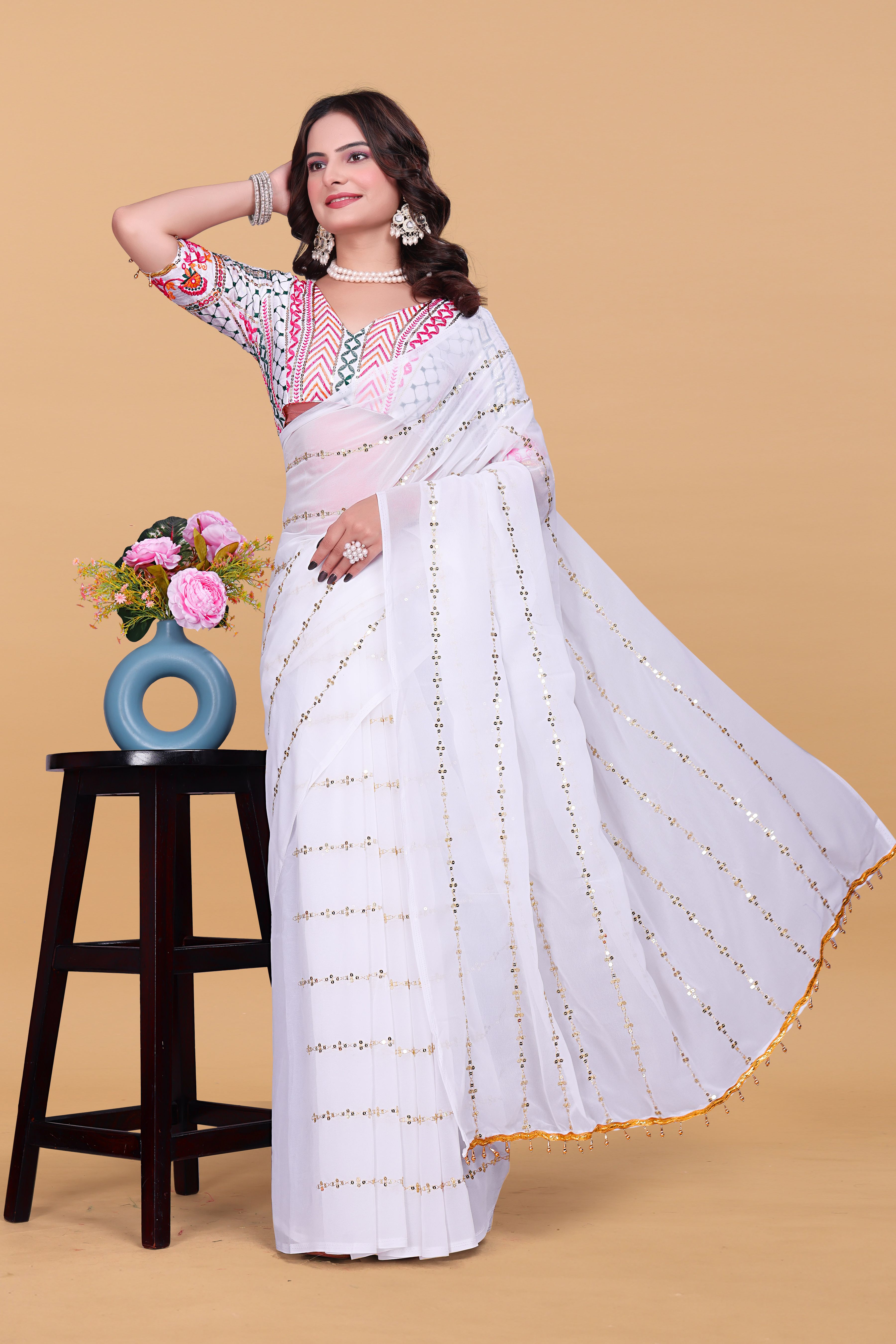fervik fashion Embroidered Bollywood Georgette Saree-picture-11