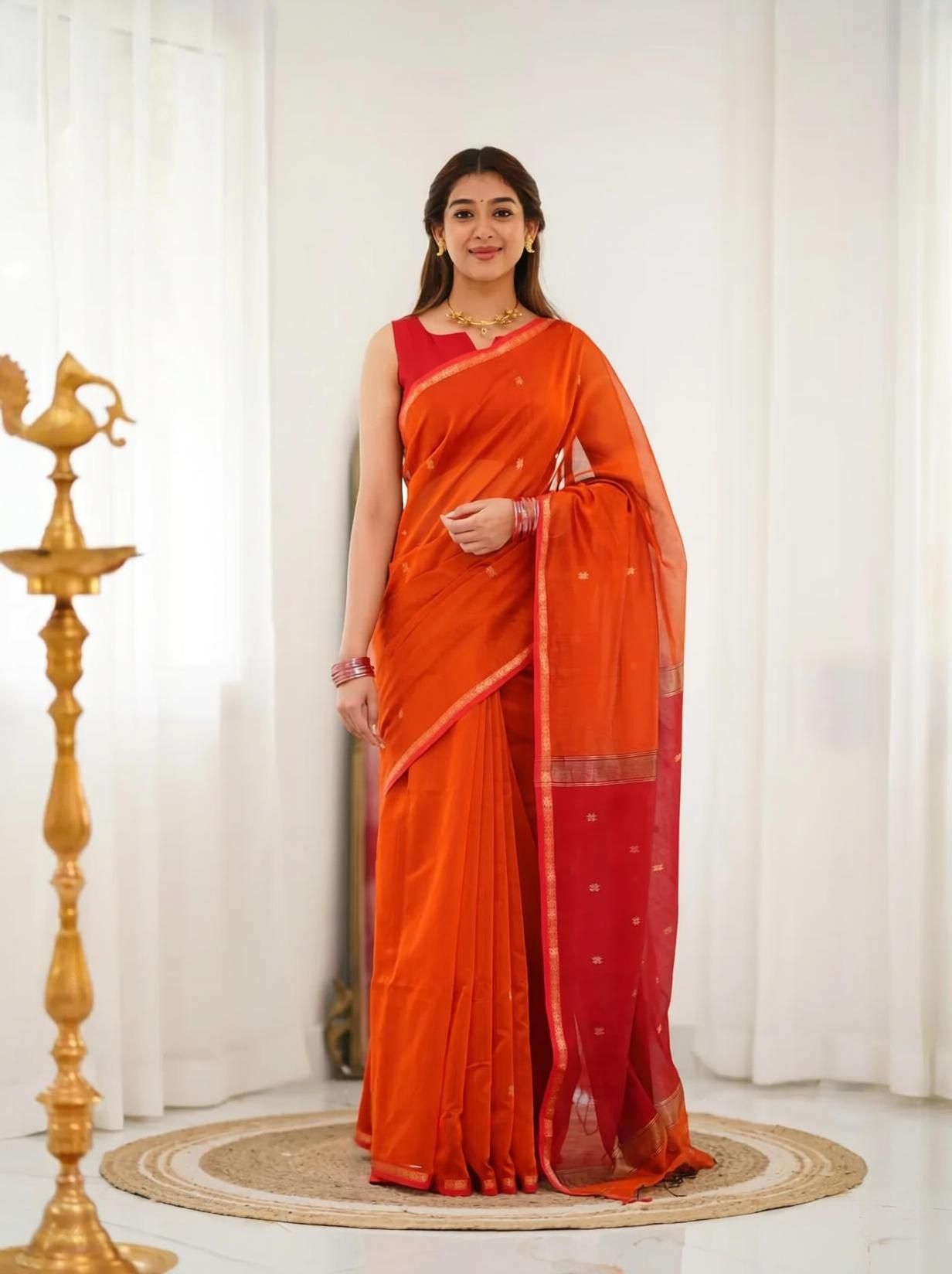 Color Block Bollywood Cotton Silk Saree-image-31