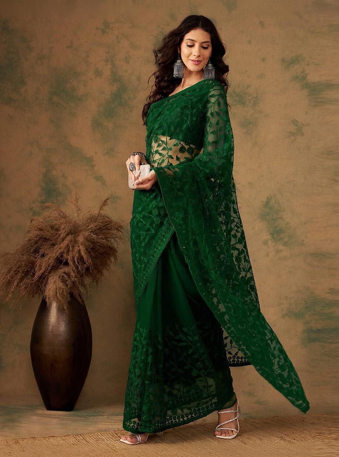 Embroidered Bollywood Net Saree-image-37