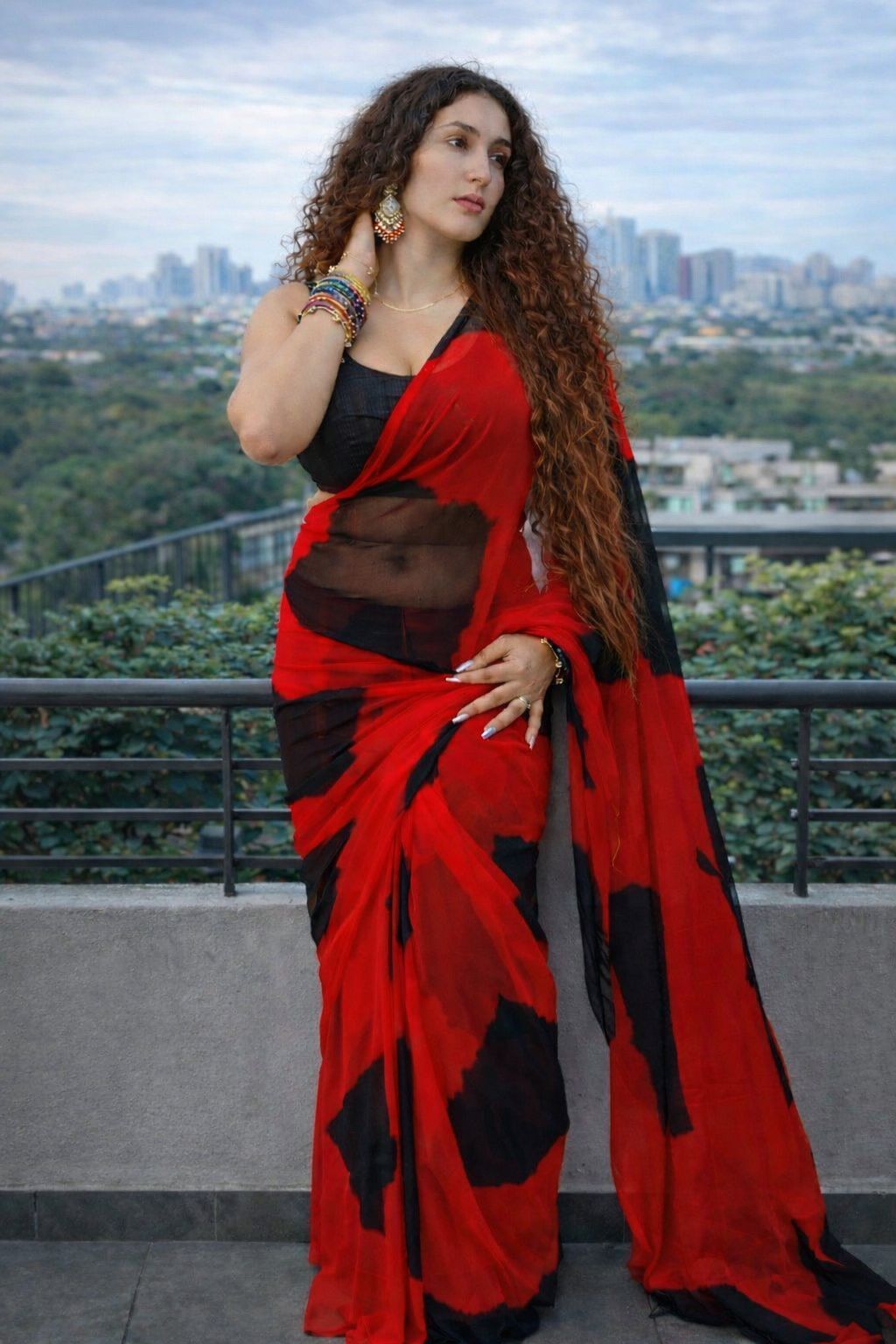 Printed Bollywood Chiffon Saree-image-19