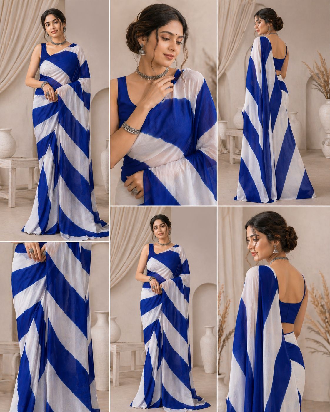 Color Block Leheria Handloom Chiffon Saree-image-39
