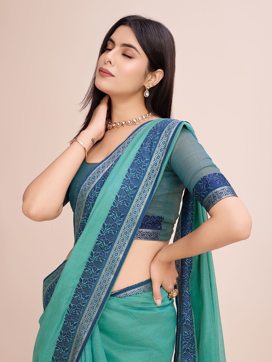 cosbila fashion Self Design Daily Wear Pure Cotton Saree-picture-21