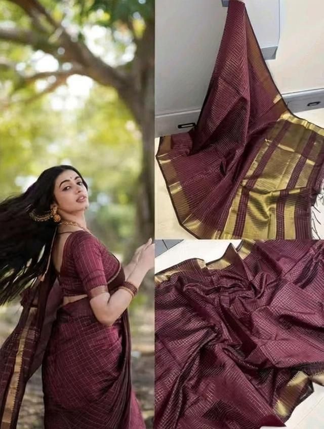rhashion Checkered Kanjivaram Silk Blend Saree-picture-24