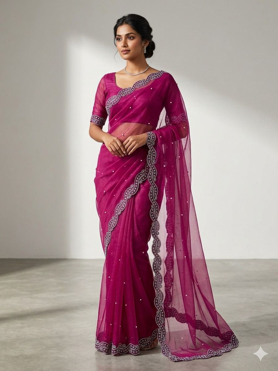 Embellished Bollywood Net Saree-image-3