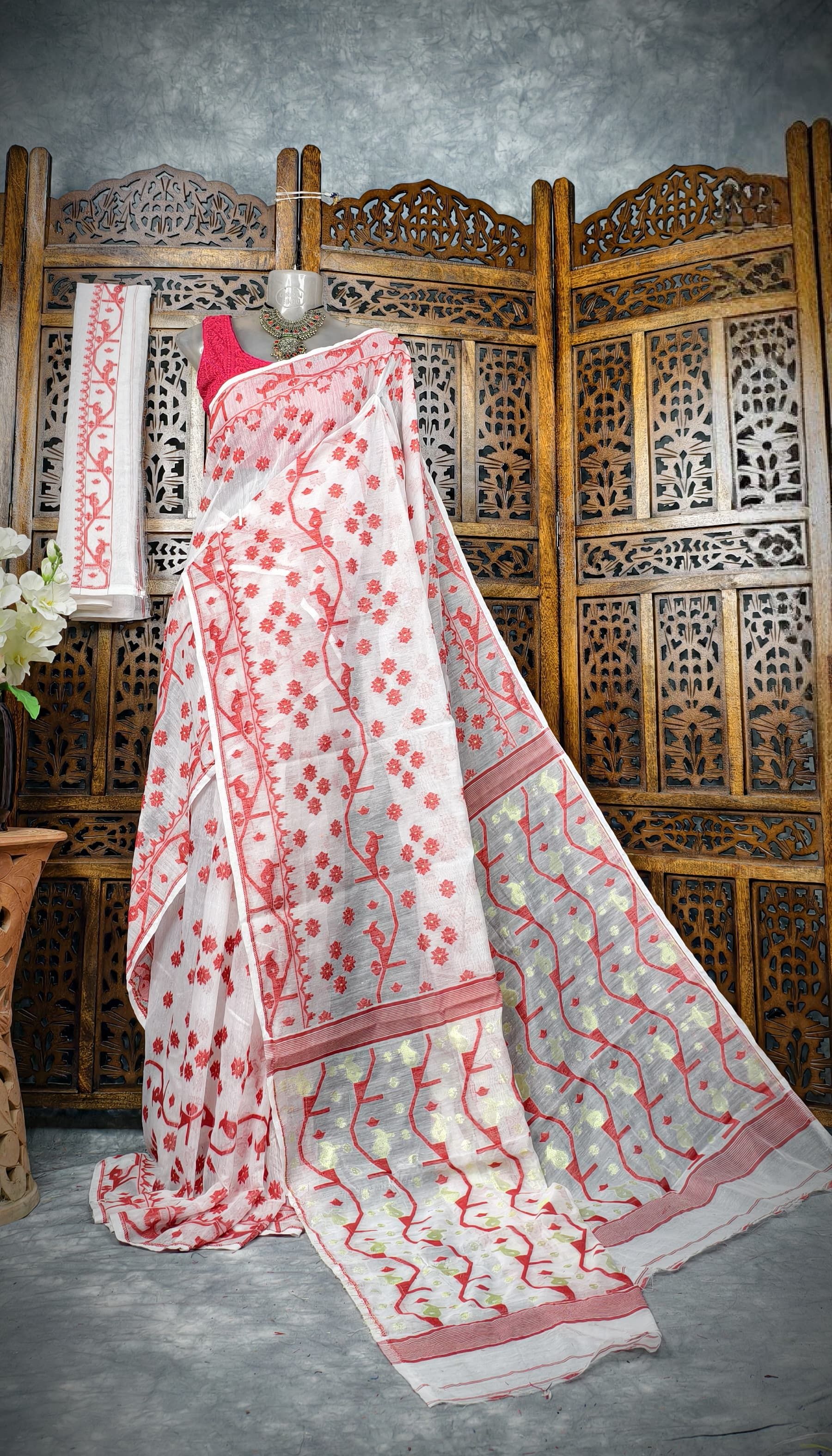 saraswatite Woven Jamdani Cotton Silk Saree-picture-21