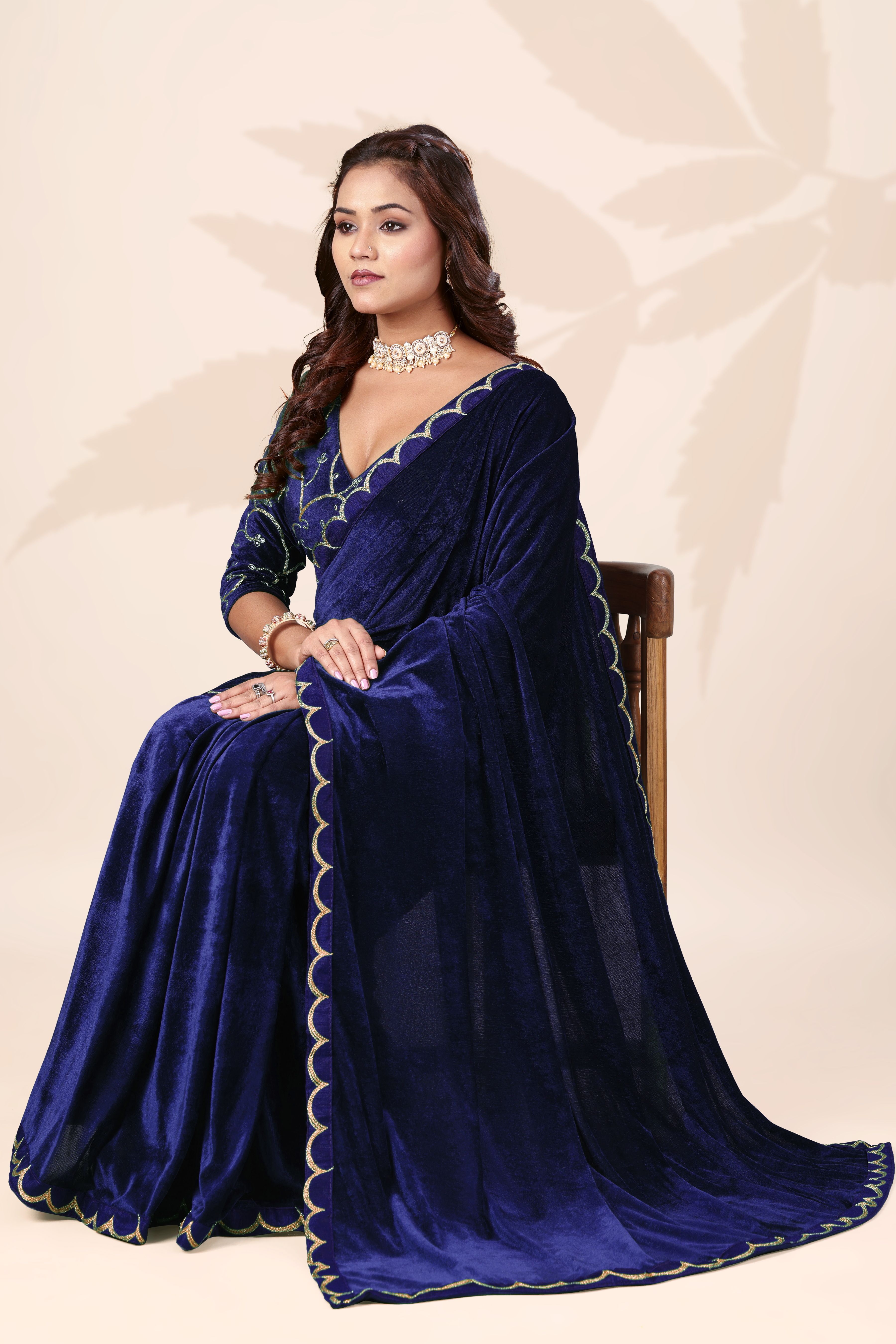 bbschoice Embroidered Bollywood Velvet Saree-picture-41