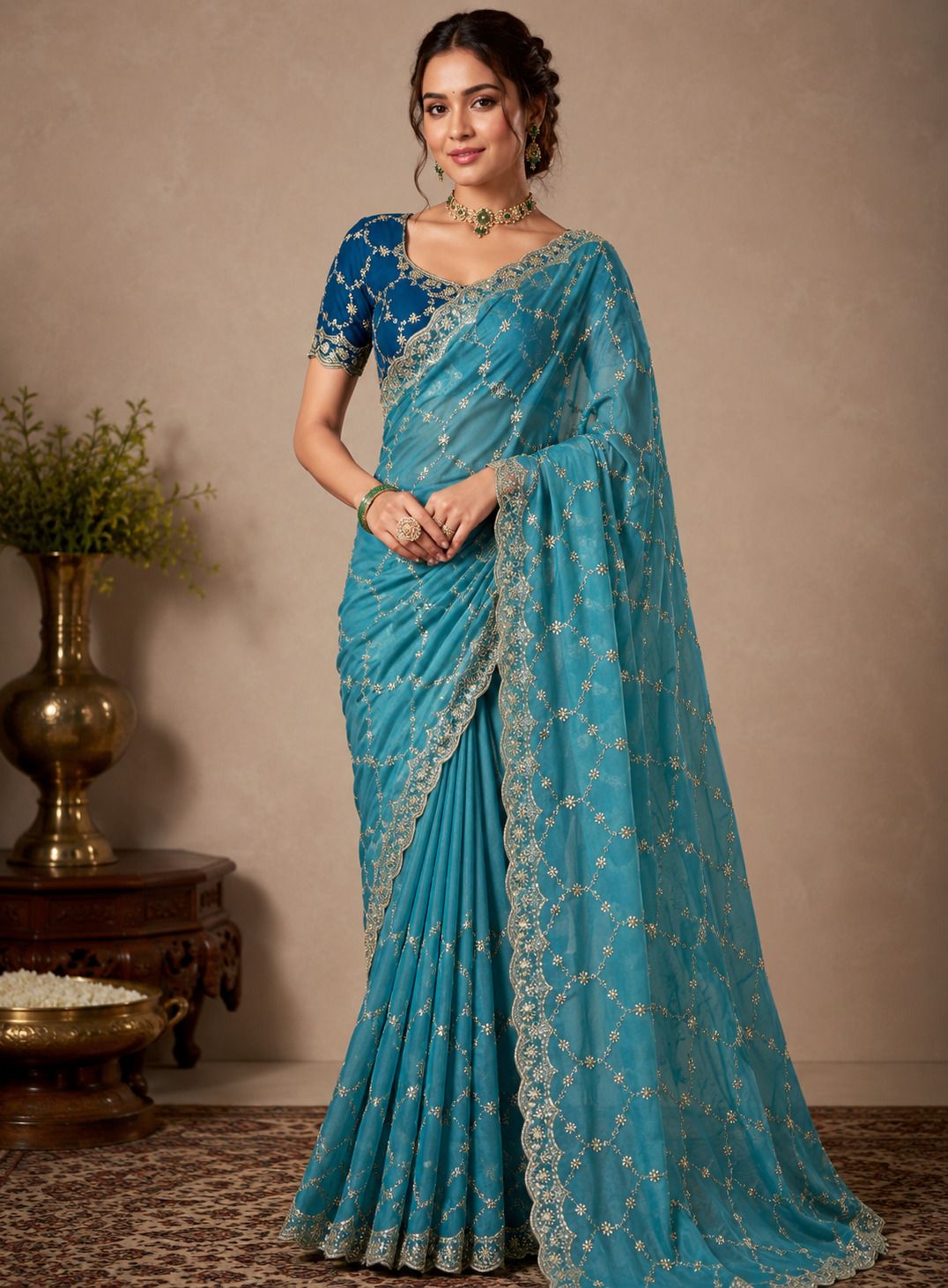 trivenza Self Design Bollywood Georgette Saree-picture-10