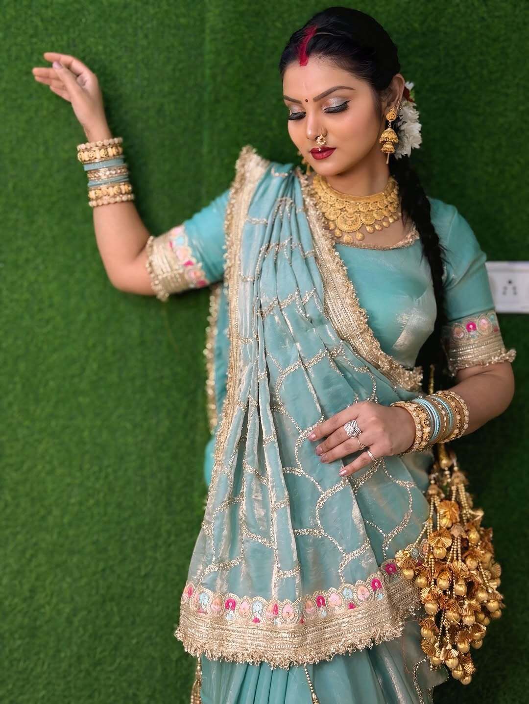 Embroidered, Embellished Bollywood Georgette Saree-image-5