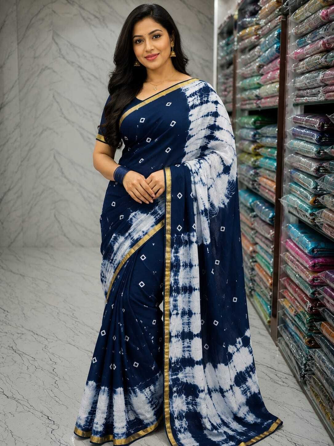 ma rokkha kali Tie-Dye Bandhani Cotton Blend Saree-picture-37