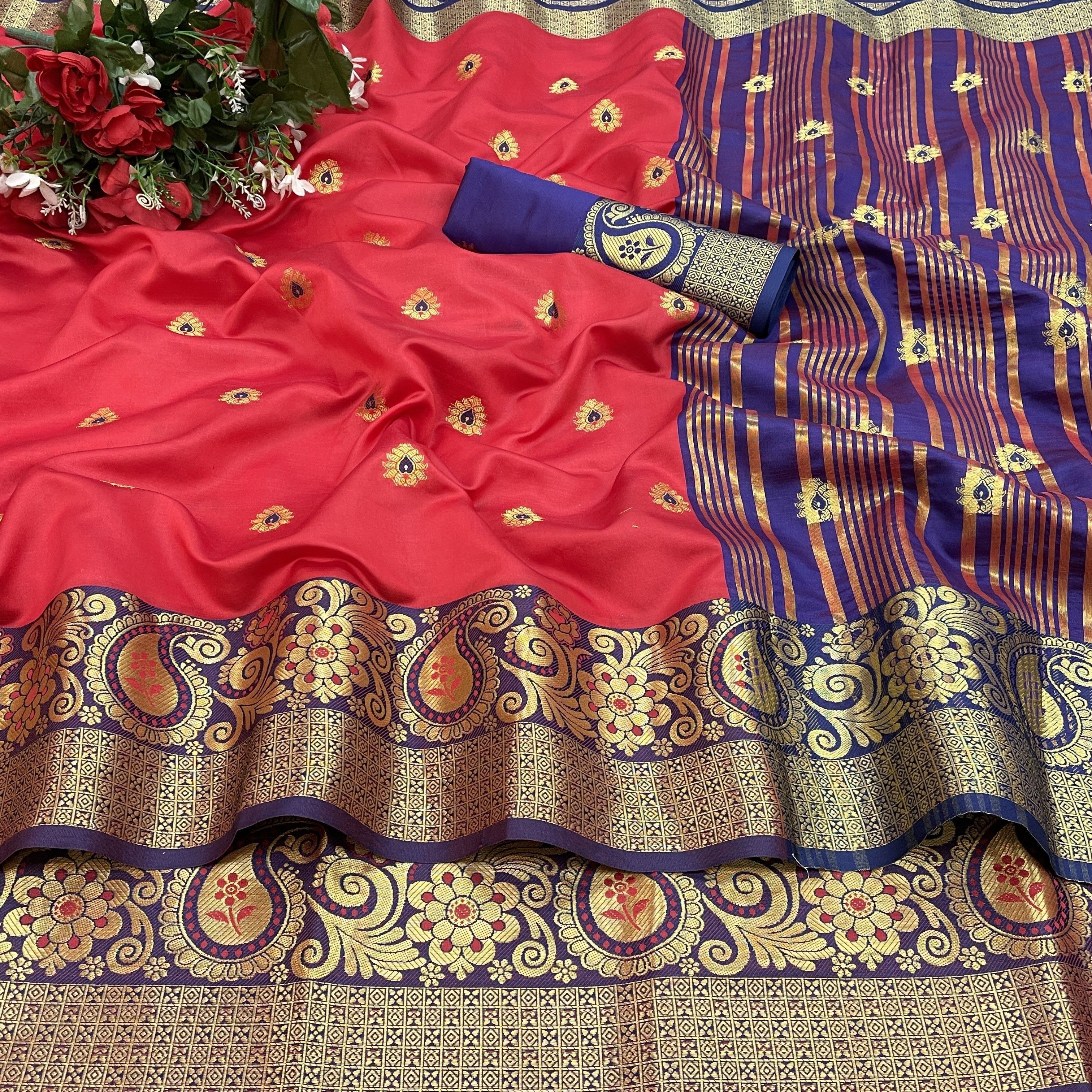 Woven Banarasi Cotton Silk Saree-image-37