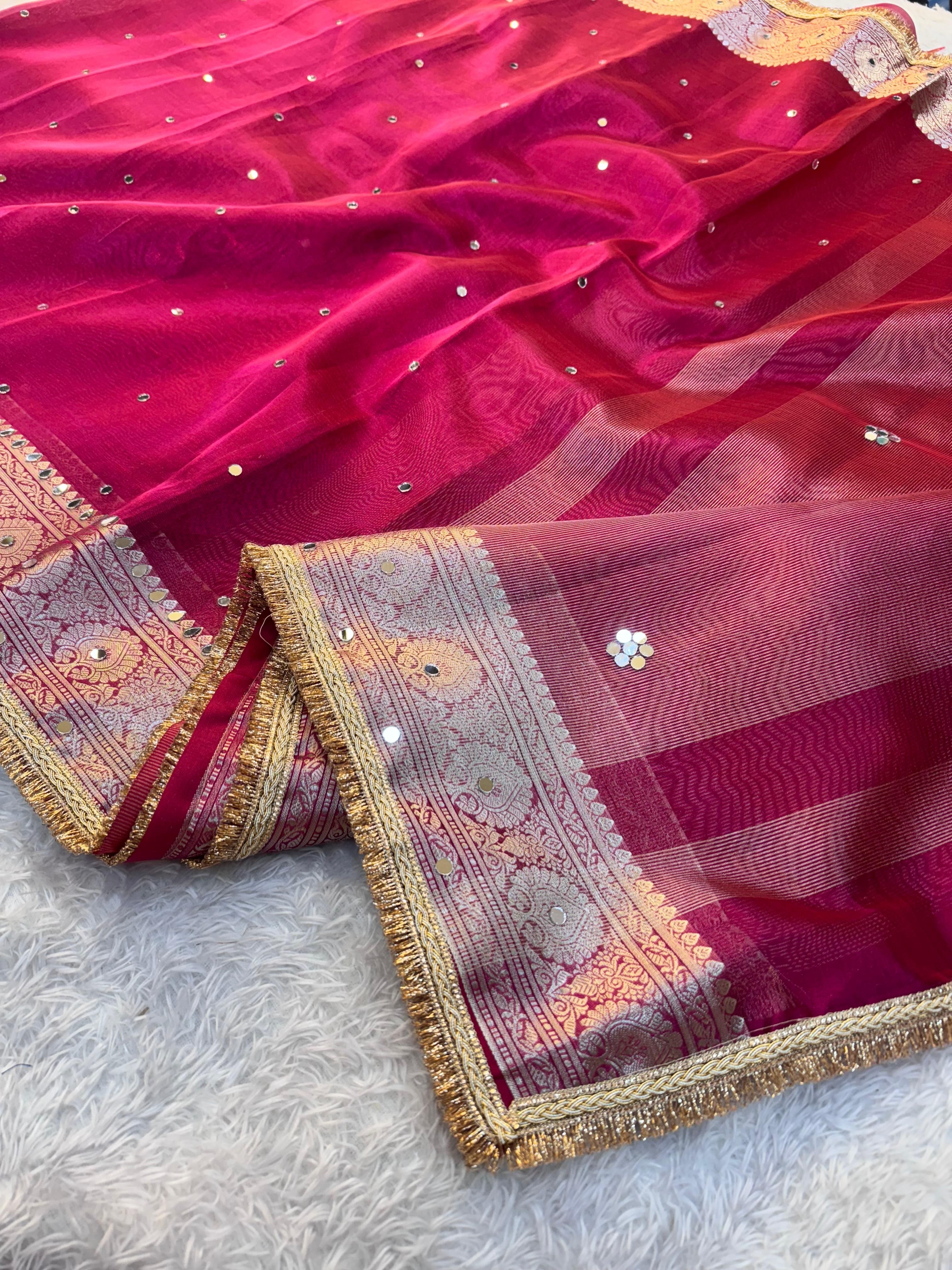 banaras silk palace Woven Banarasi Tissue Saree-picture-12