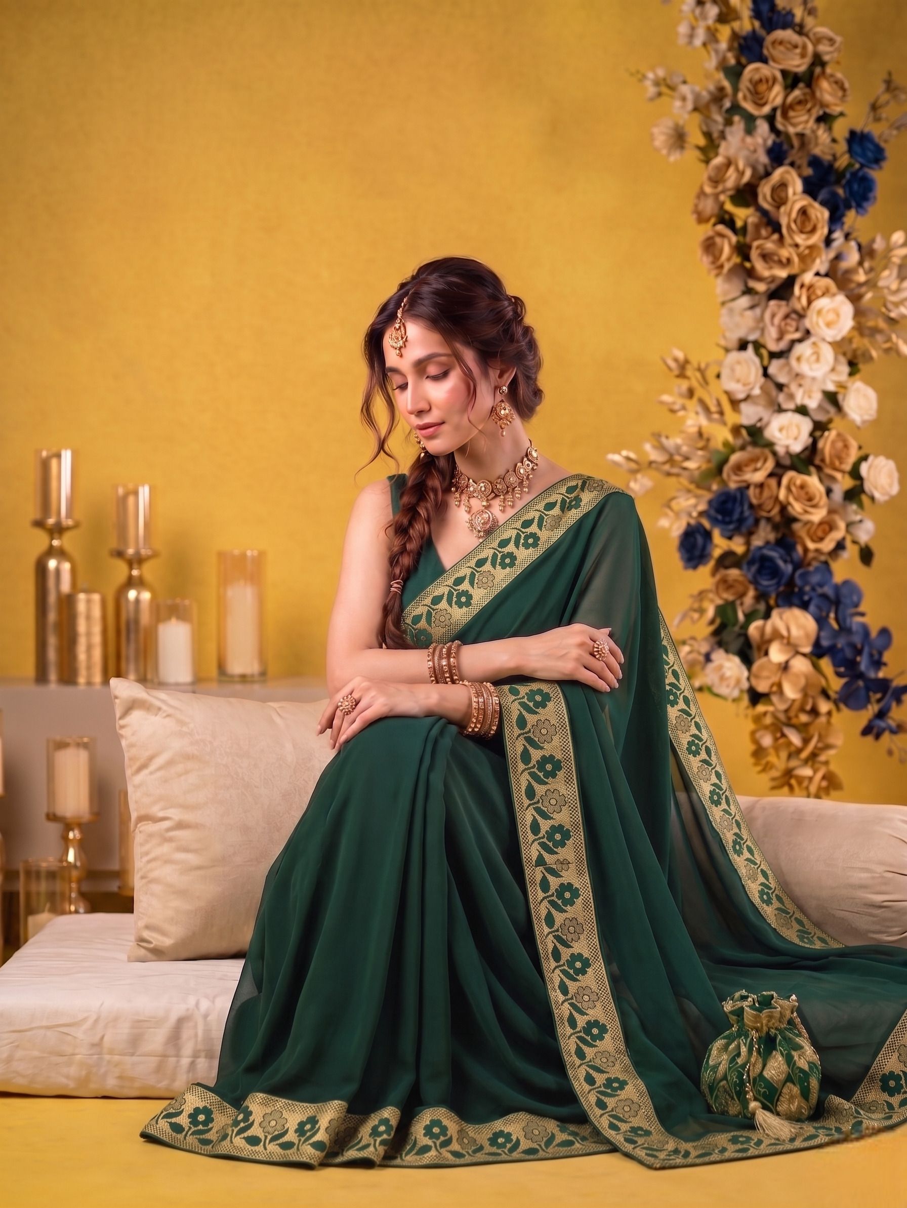 fabdaisy Self Design Bollywood Lycra Blend Saree-picture-19