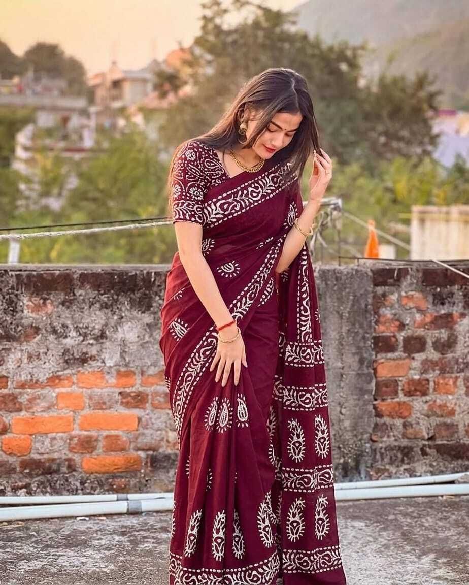 Printed Daily Wear Pure Cotton Saree-image-43