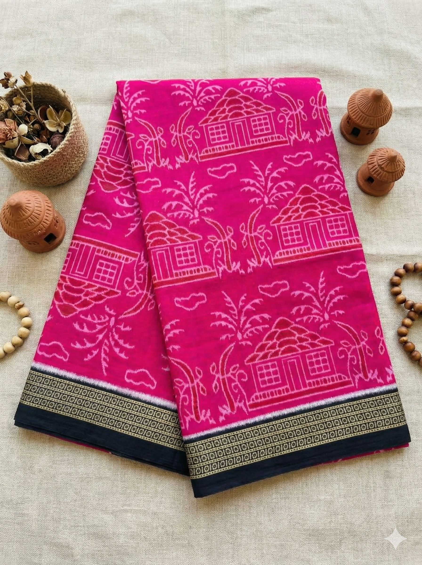 Printed Sambalpuri Pure Cotton Saree-image-5