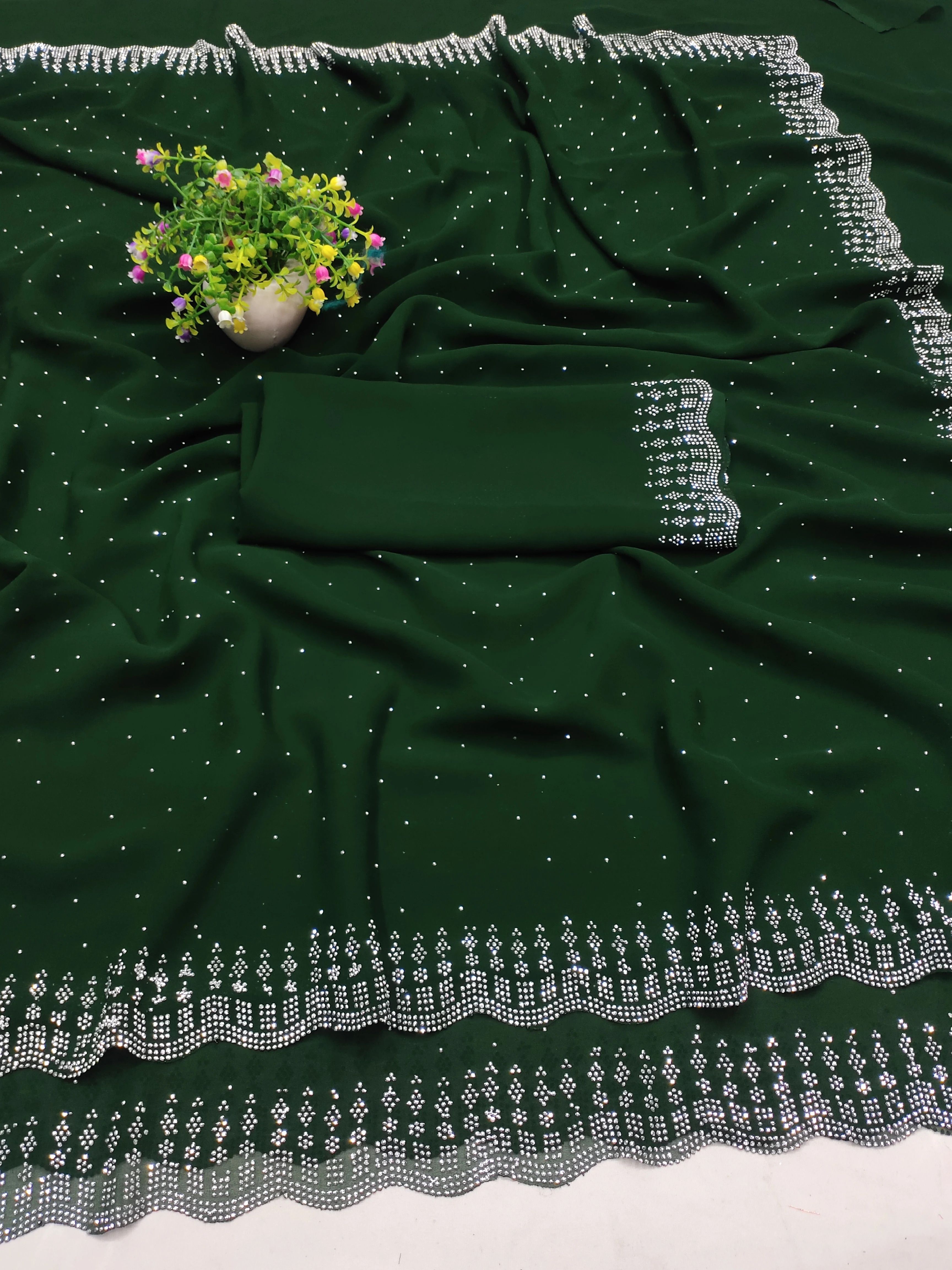 Embellished Daily Wear Georgette, Chiffon Saree-image-41
