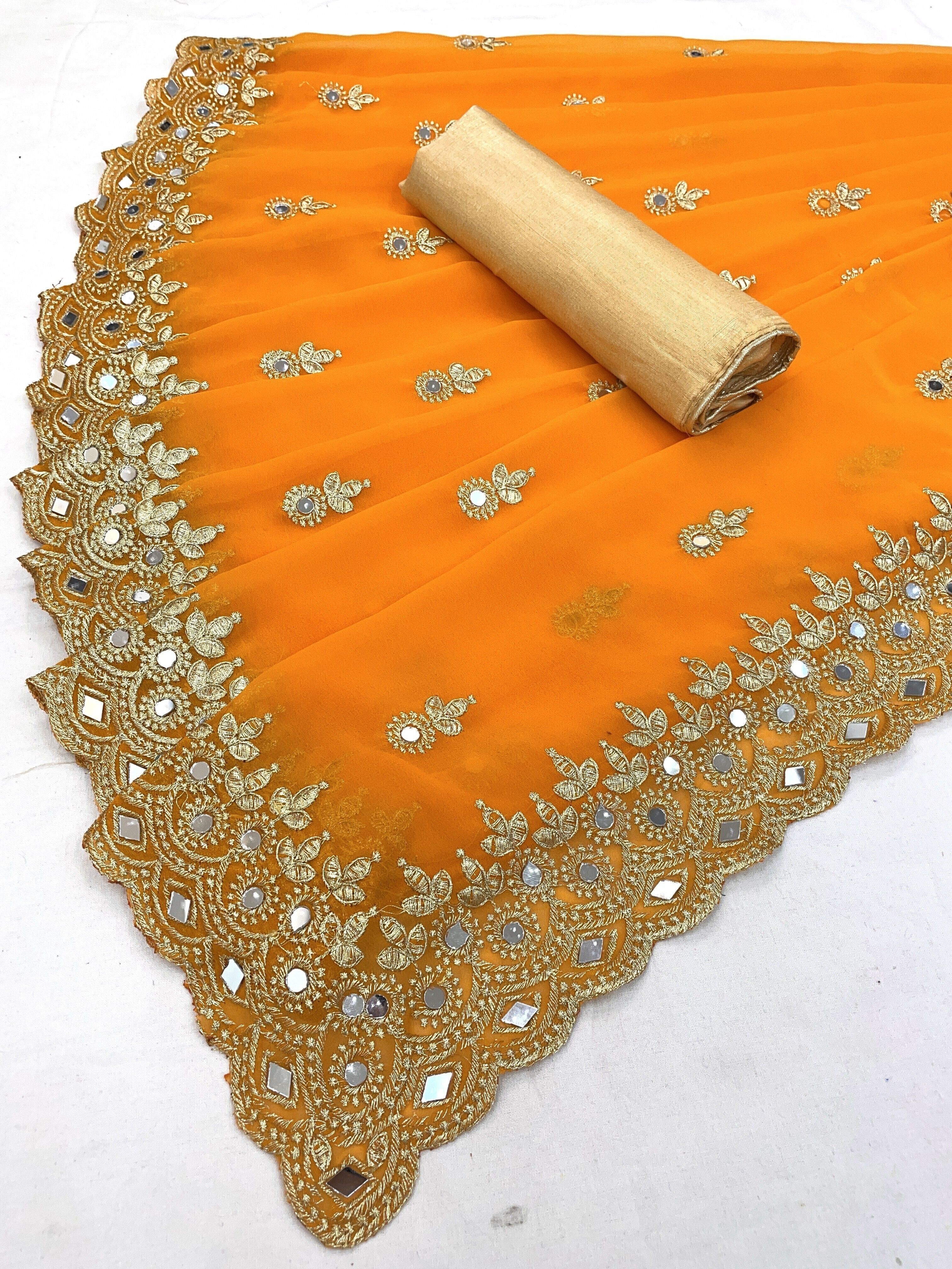 houseofcommon Self Design, Embroidered Bollywood Georgette Saree-picture-47
