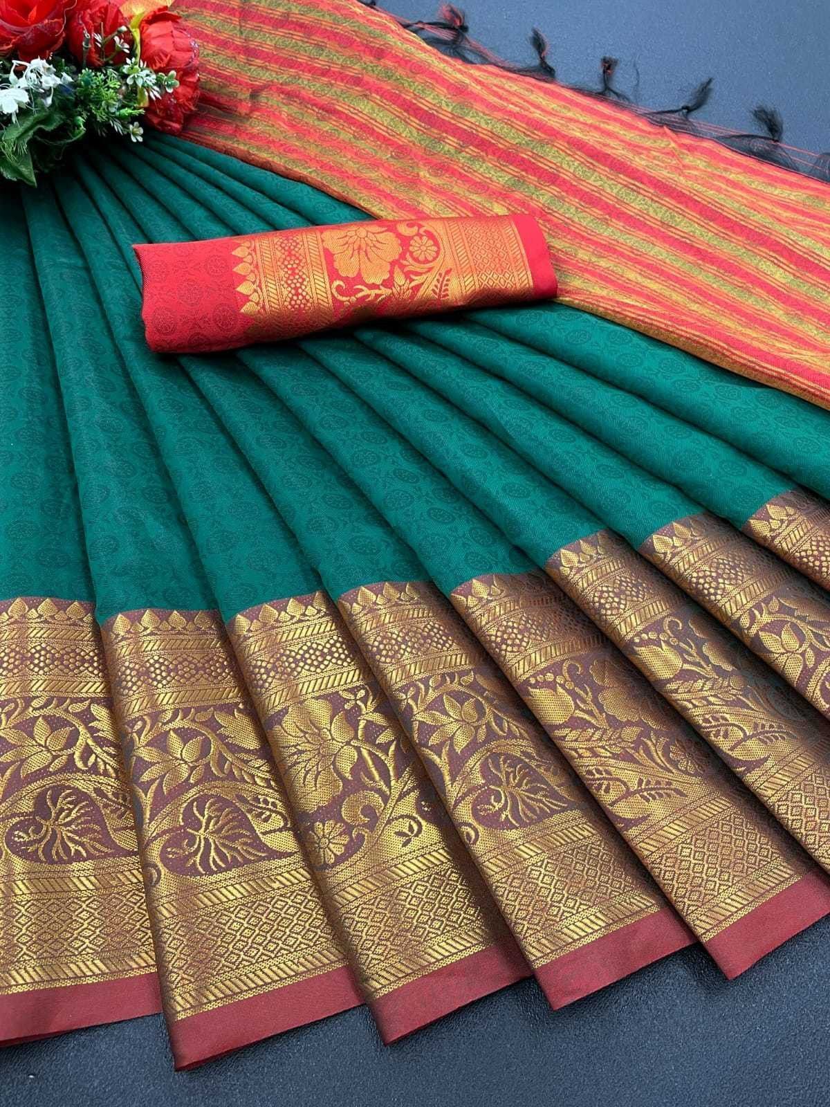grisha creation Woven Banarasi Cotton Silk Saree-picture-25