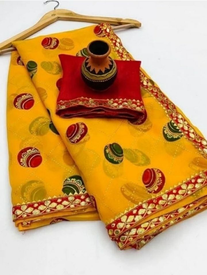 zenfab threads Printed Daily Wear Georgette Saree-picture-11