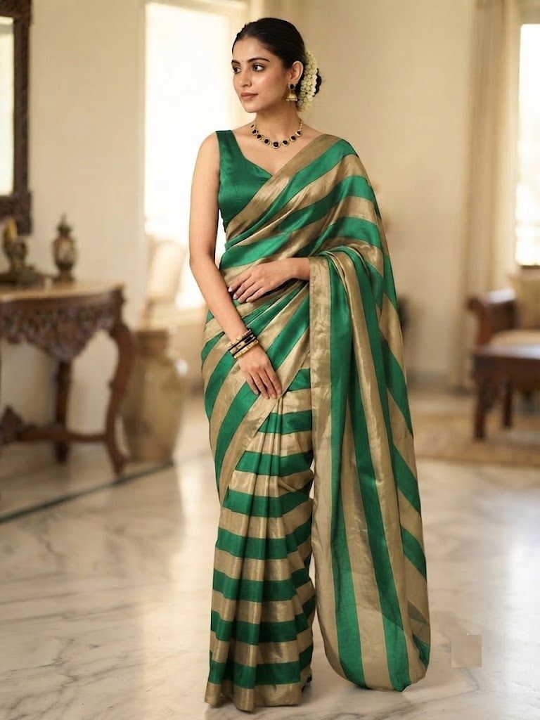 julee Striped Bollywood Jimmy Jimmy, Satin Saree-picture-7