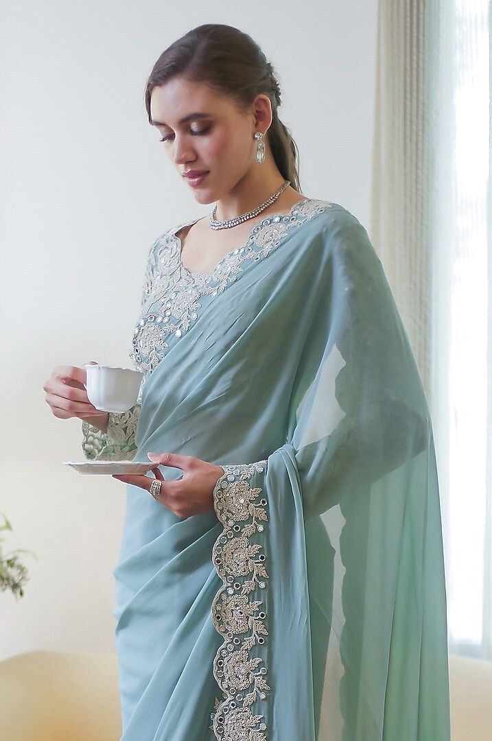 Embroidered Bollywood Georgette Saree-image-41