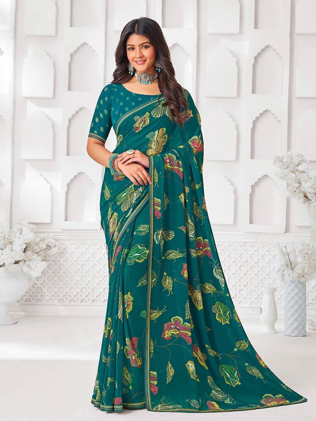 Printed Daily Wear Georgette Saree-image-1