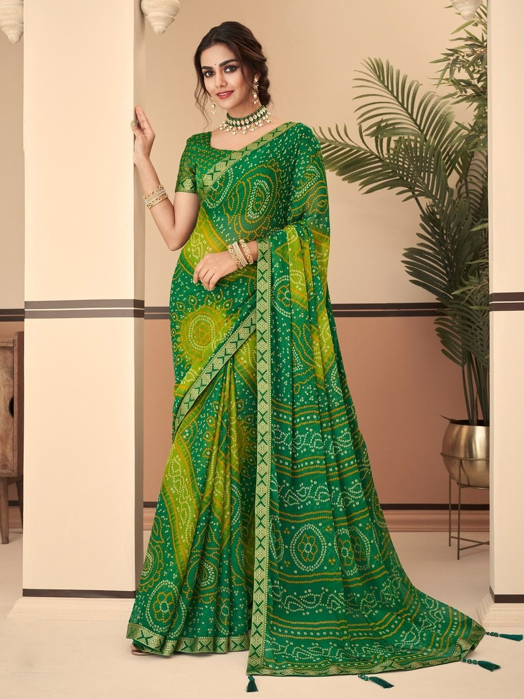 spacekart Printed Bandhani Georgette Saree-picture-14