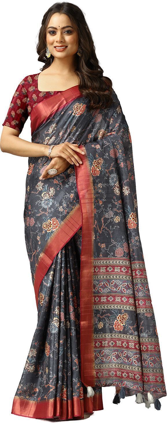 Embroidered Bollywood Polyester Saree-image-9