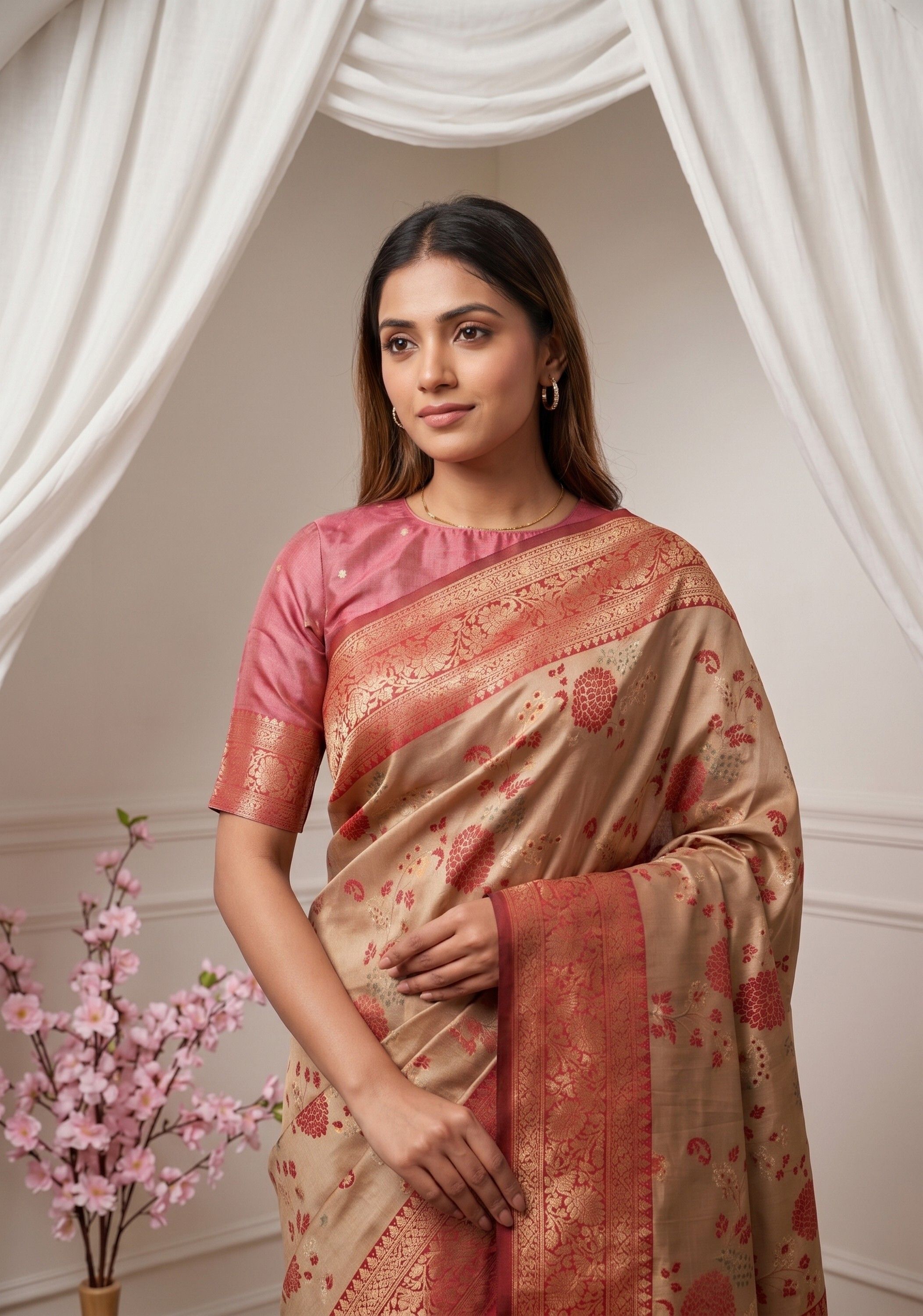 Woven Bollywood Silk Blend Saree-image-0