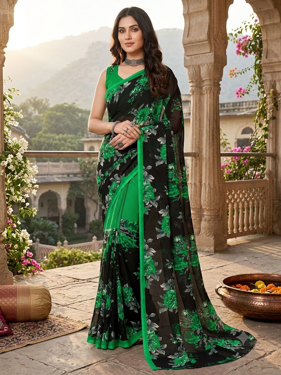 falessa Floral Print Daily Wear Georgette Saree-picture-23